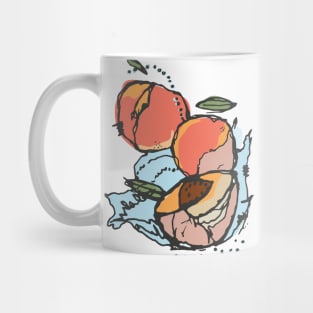 Peaches splashed watercolor sketch Mug